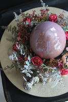 Pióra Glamour, Pudrowy Róż, wielkanocny stroik, śr. 30/33cm