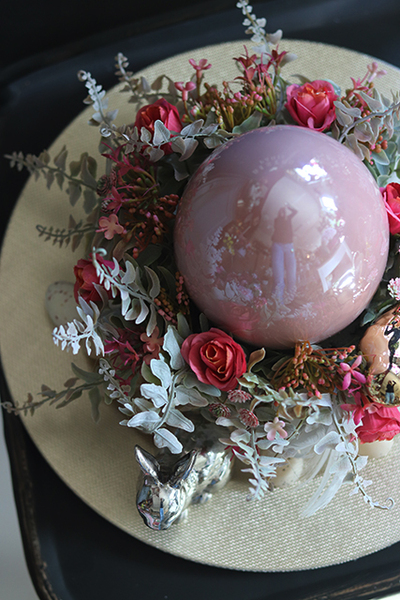 Pióra Glamour, Pudrowy Róż, wielkanocny stroik, śr. 30/33cm