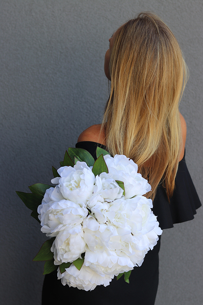 Aura, bukiet białych peonii, wys.38cm