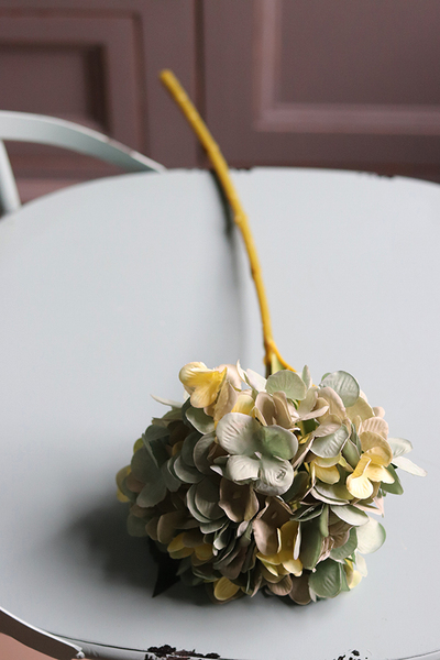 Argentyna Green&Blue, gałązka sztucznej hortensji z listkami, 1szt., dł.46cm