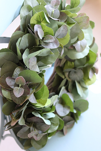 Eukaliptus New, stylowy zielony wianek na drzwi, śr.40cm