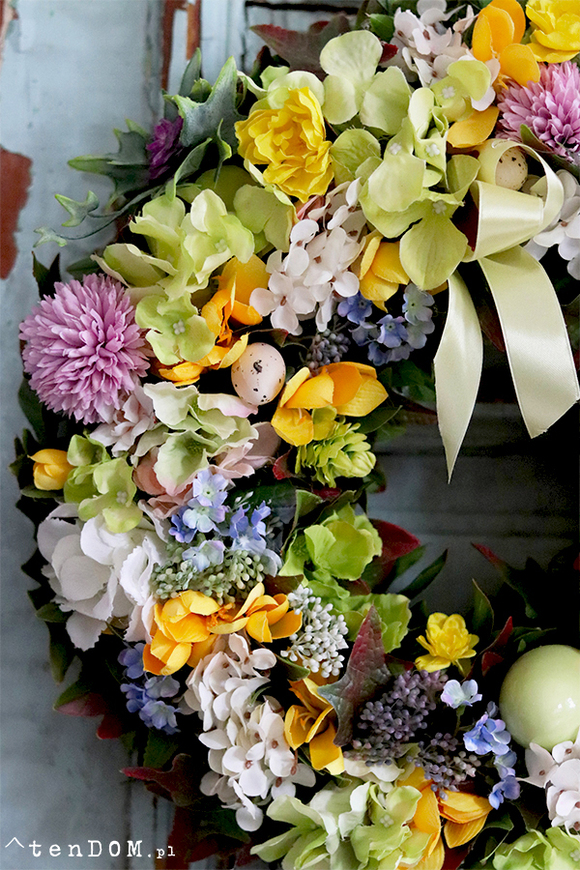 dekoracyjny wianek na drzwi, Pistacjowa Wielkanoc, śr.35cm