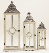 komplet dużych drewnianych lampionów, Avonlea, wys.101/79/57cm