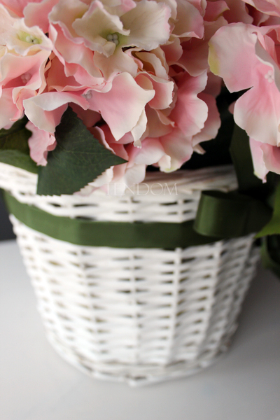 bogaty kosz z jasnoróżowymi hortensjami Provance 50x55cm  