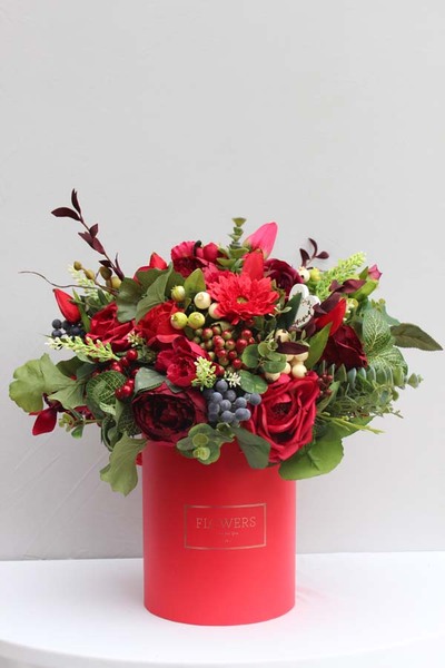 box Pełnia Miłości, kompozycja kwiatowa wys.46cm