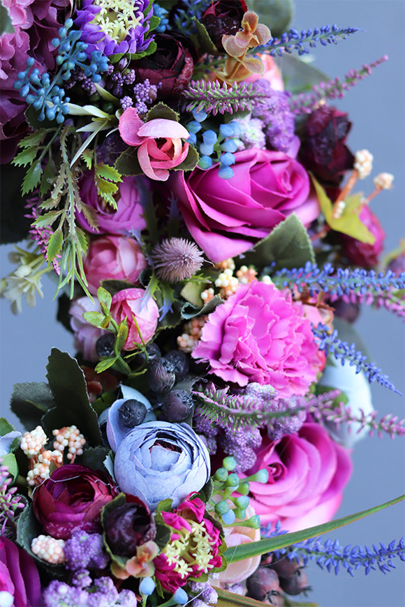 fioletowo-różowy wianek, Fuglia, śr.40cm