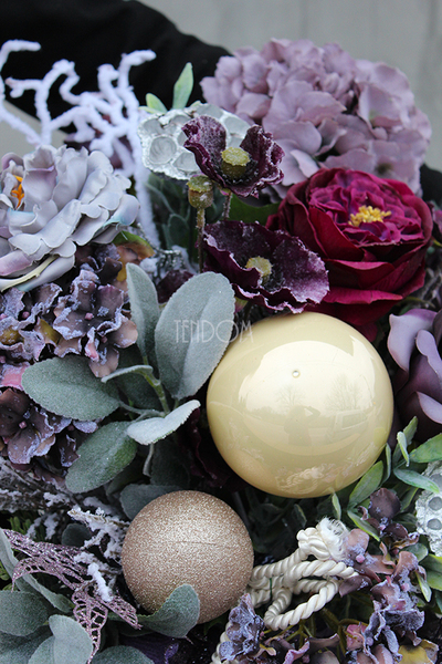 flowerbox świąteczny, Violet Glamour, wys.58cm 