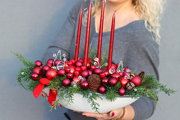 stroik zimowy, Klasyczna Czerwień, wys.33cm