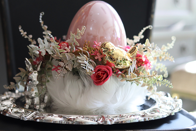 Pióra Glamour, Pudrowy Róż, wielkanocny stroik, śr. 30/33cm