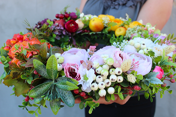 barwny wianek na drzwi Tęcza, śr.40cm