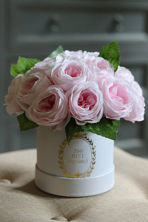 Tenoa, efektowny flowerbox z różowymi kwiatami, wys.21cm