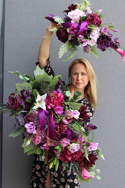 Eulalia 2, barwny bukiet / wiązanka nagrobna, dł.60cm