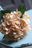 Argentyna DarkCream, gałązka sztucznej hortensji z listkami, 1szt., dł.50cm