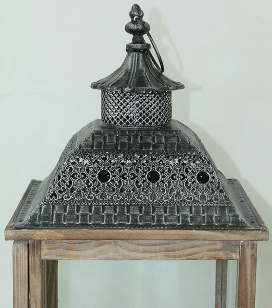 komplet dużych drewnianych lampionów, Dharma, wys.73/50/34cm