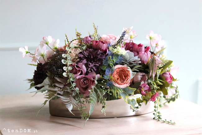 bardzo elegancka kompozycja kwiatowa, Fiolettina 2, wys.20x46x26cm