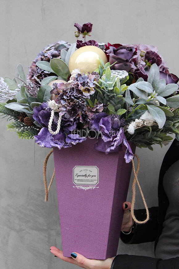 flowerbox świąteczny, Violet Glamour, wys.58cm