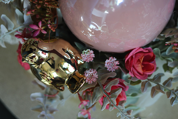 Pióra Glamour, Pudrowy Róż, wielkanocny stroik, śr. 30/33cm