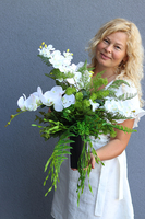 Delfina Orchidea, elegancki bukiet nagrobny we wkładzie, wys.46cm