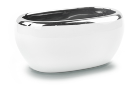 Flora White & Silver, owalna osłonka z lustrzanym rantem, wys.13cm