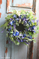 Blue Meadow, dekoracyjny wianek na drzwi, śr.35cm 