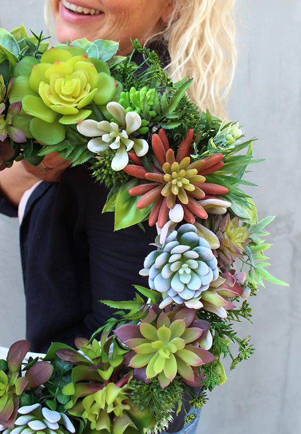 oryginalny wianek na drzwi, Sukulenty, śr.42cm