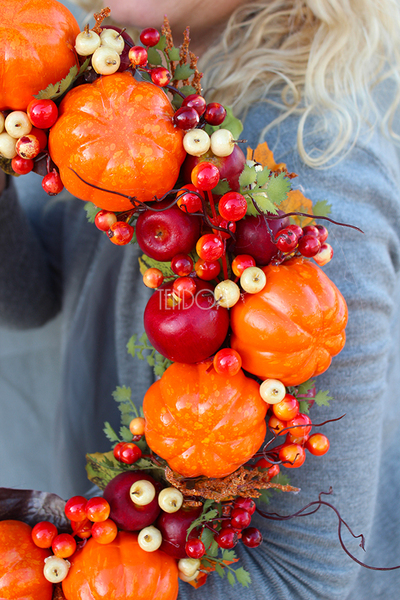 jesienny wianek Pole Dyniowe / efektowna dekoracja na drzwi, śr.38cm