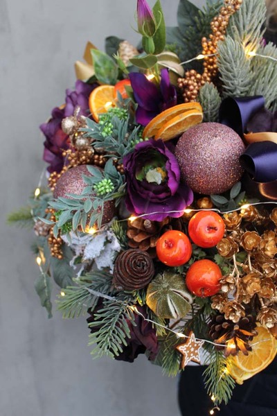 Zimowa Energia, box świąteczny / stroik, wys.52cm