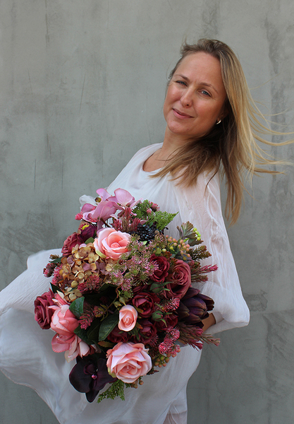 Branella flowerbox / kompozycja kwiatowa z orchideą, wys.36cm