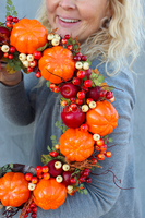 jesienny wianek Pole Dyniowe / efektowna dekoracja na drzwi, śr.38cm