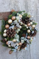 dekoracja świąteczna / wianek Perłowe Złoto, śr.27 cm