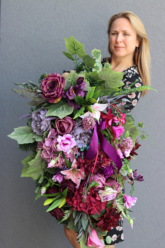 Eulalia 2, barwna wiązanka nagrobna, dł.88cm