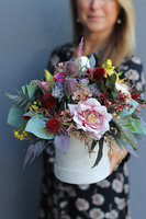 jesienny welurowy flowerbox, Mirabella, wys.30cm 