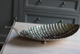 Liść Glamour, srebrna metalowa patera, wym.15x64x26cm