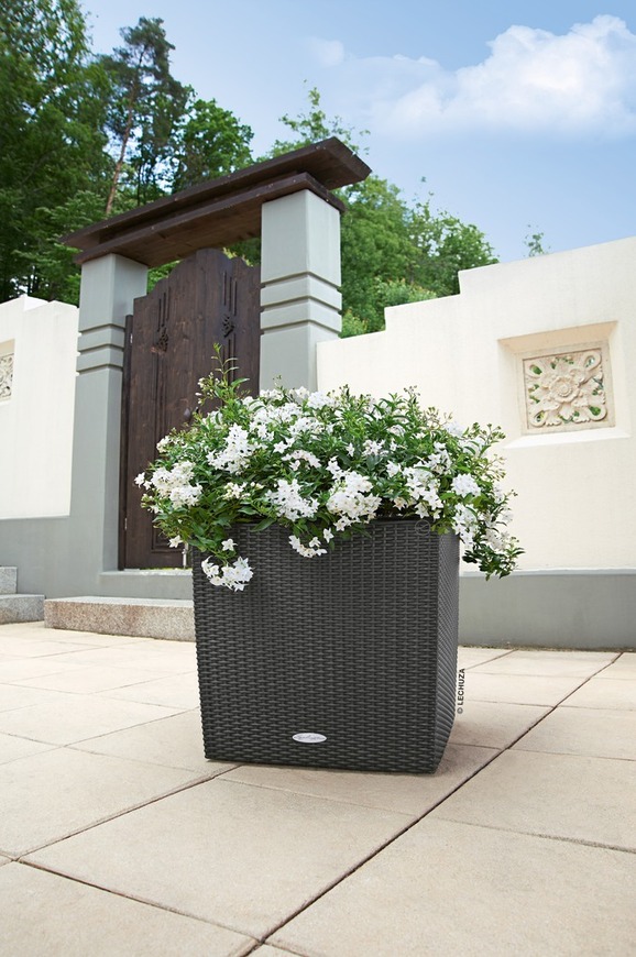 Cube Cottage, elegancka donica z nawadnianiem, szara, wym.30x30cm