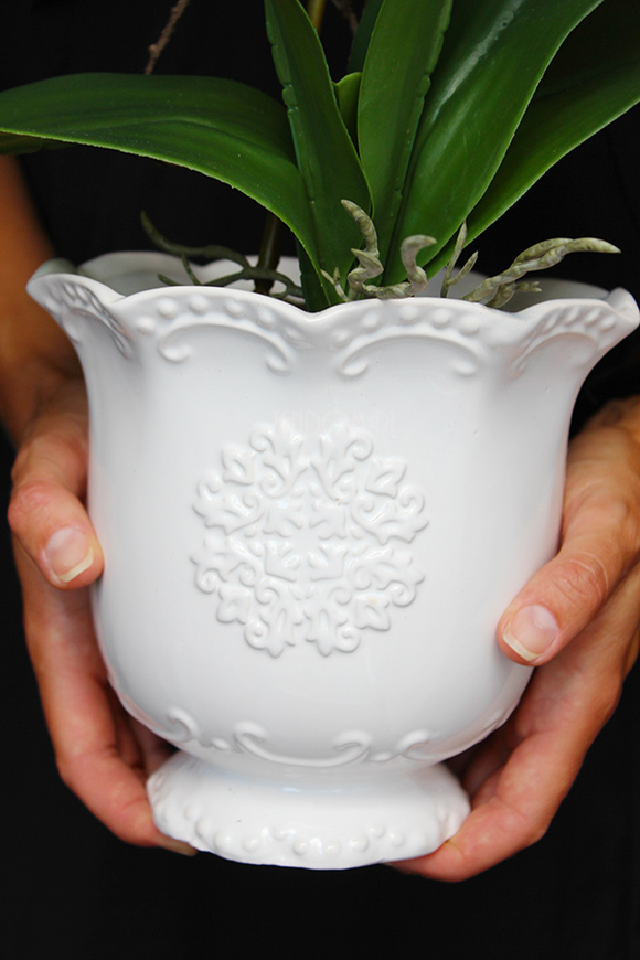 sztuczny storczyk w pięknej donicy Paloma, wys.55cm