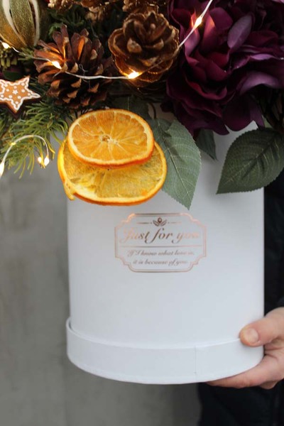 Zimowa Energia, box świąteczny / stroik, wys.52cm