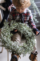 Grudniową Nocą, świąteczny wianek na drzwi / stroik na stół z jemiołą, śr.45cm