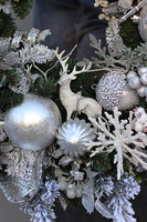 duży bożonarodzeniowy wieniec, Srebrzysta Zima, śr.69cm 