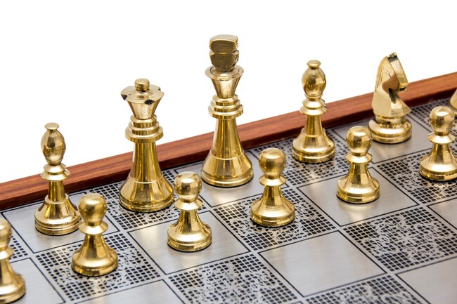 Brass, ekskluzywne mosiężne szachy w pudełku, wym.33x33cm