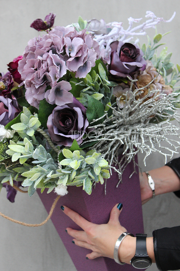 flowerbox świąteczny, Violet Glamour, wys.58cm 