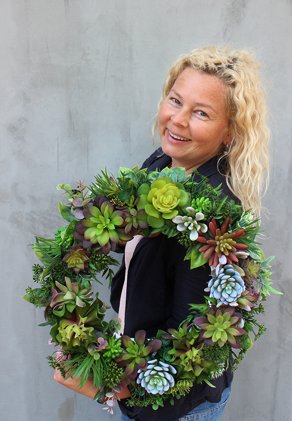 oryginalny wianek na drzwi, Sukulenty, śr.42cm