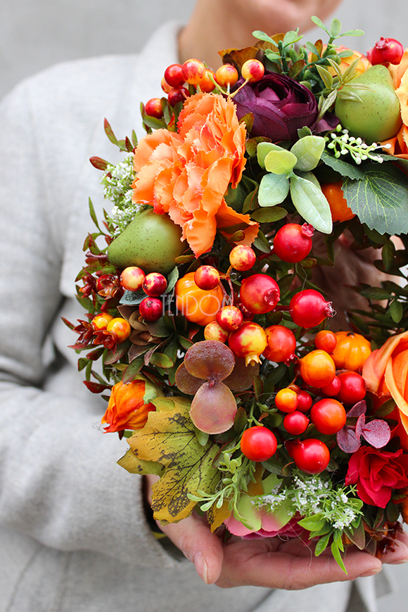 dekoracyjny wianek na drzwi Jesienna Samba, śr.25cm 