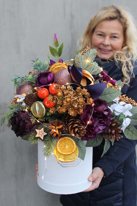 Zimowa Energia, box świąteczny / stroik, wys.52cm