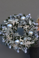 duży bożonarodzeniowy wieniec, Srebrzysta Zima, śr.69cm 