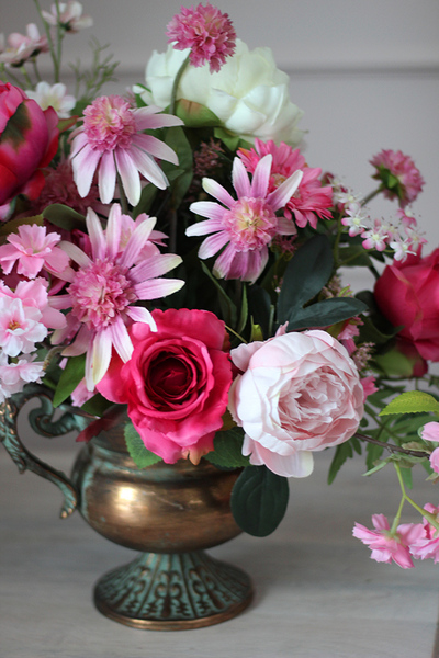 Persefona, ekskluzywna kompozycja w miedzianym pucharze, wys.46cm