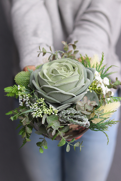 Jalote, kompozycja sukulenty w lustrzanej donicy, wys.12cm