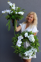 Delfina Orchidea, komplet dekoracji nagrobnych, bukiet + wieniec