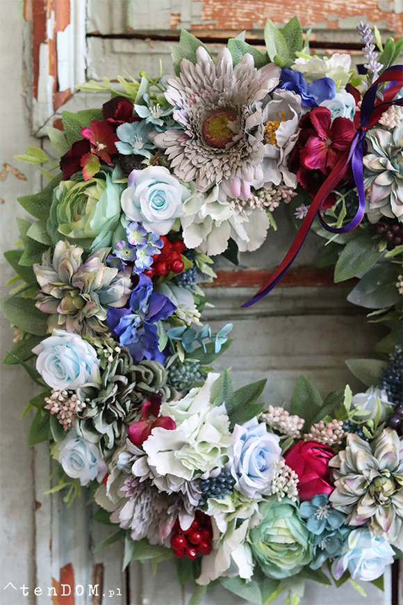 Letnia Łąka New, dekoracyjny wianek na drzwi, śr.40cm