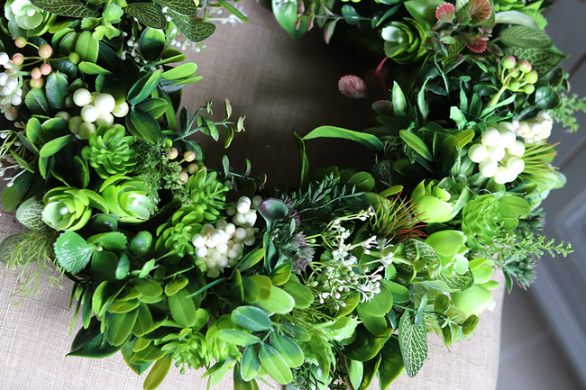 efektowny zielony wianek stroik dekoracyjny Zioła 2, Leaves, śr.40cm