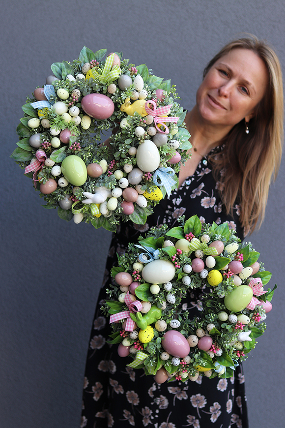 wianek na drzwi / stroik wielkanocny Pastele, śr.32cm